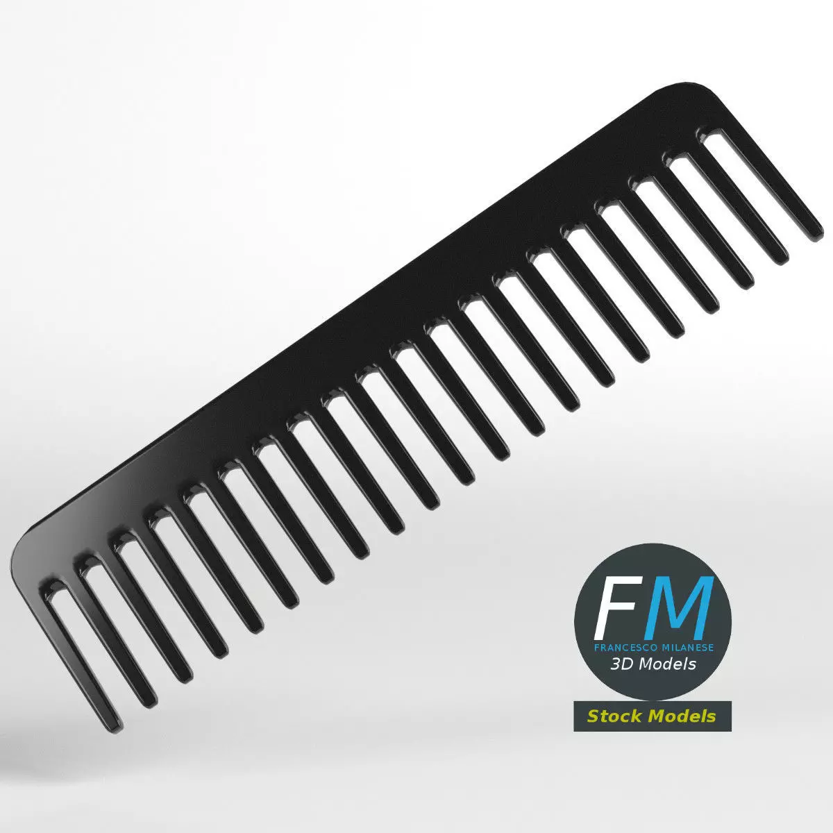 Wide tooth comb 3D model_0