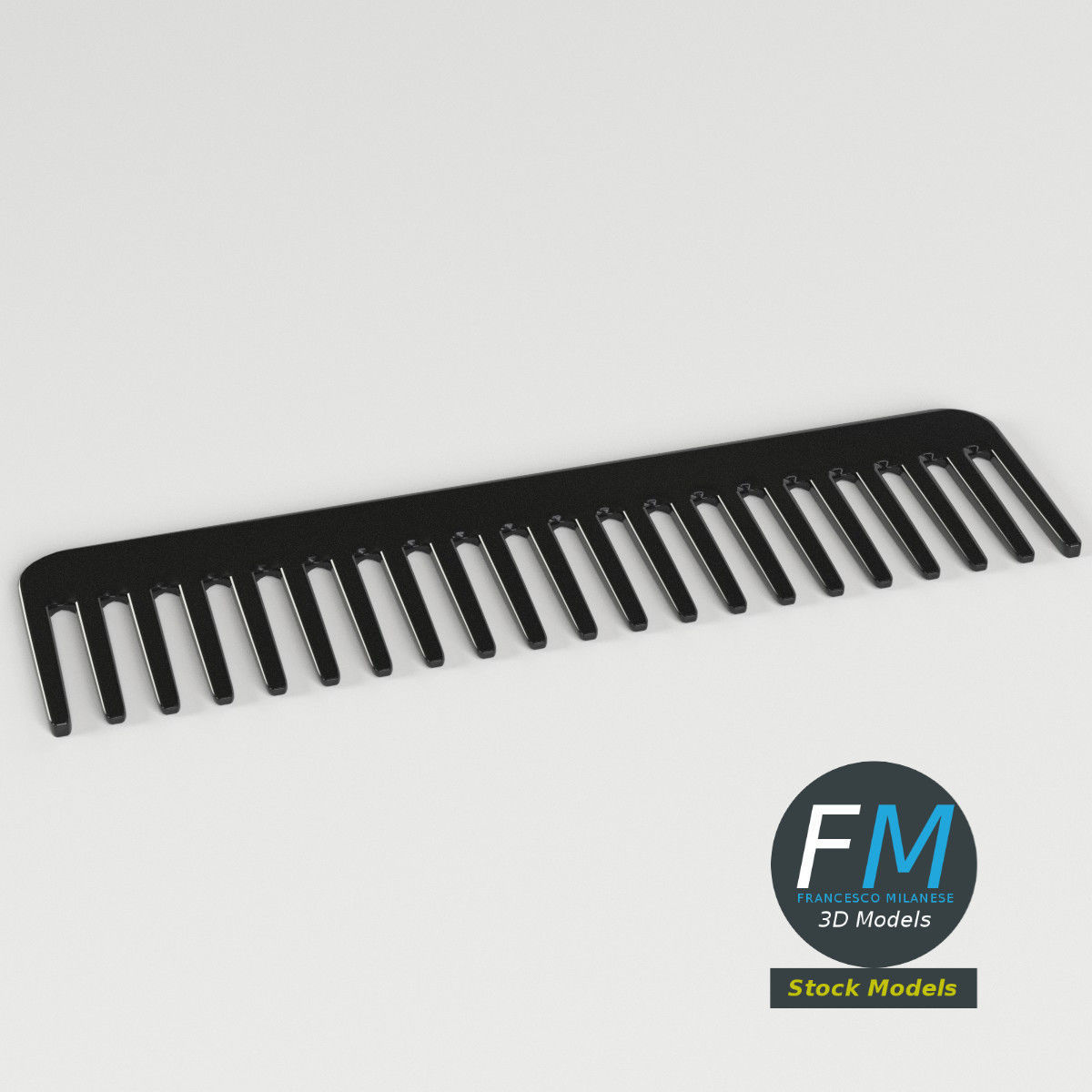 Wide tooth comb 3D model_2