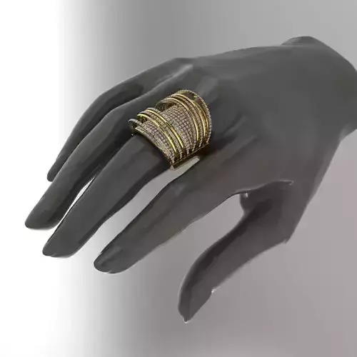Luxury female ring with a lot of Gems 3D print model