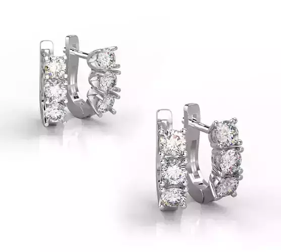 101004 E 2 types of classic earrings with 3 gems 3D print model