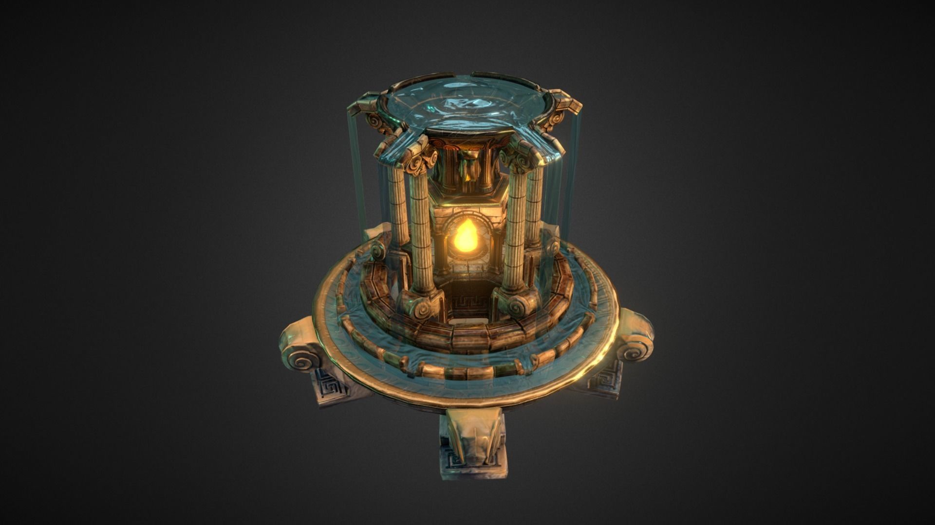 Fountain ornate tower with candle in it Low-poly 3D model_2