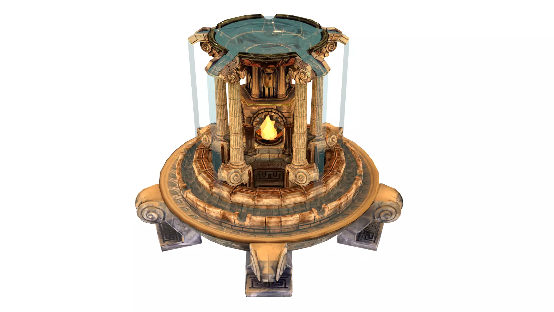 Fountain ornate tower with candle in it Low-poly 3D model_0