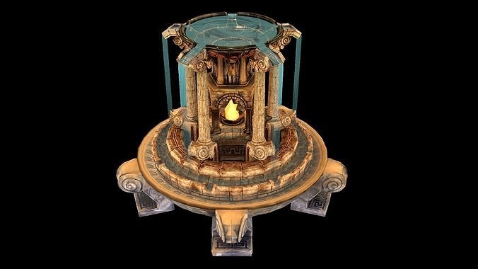 Fountain ornate tower with candle in it Low-poly 3D model
