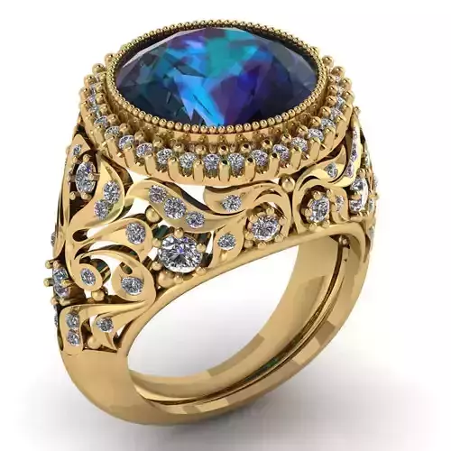 Beautiful female luxury ring with leaves 3D print model