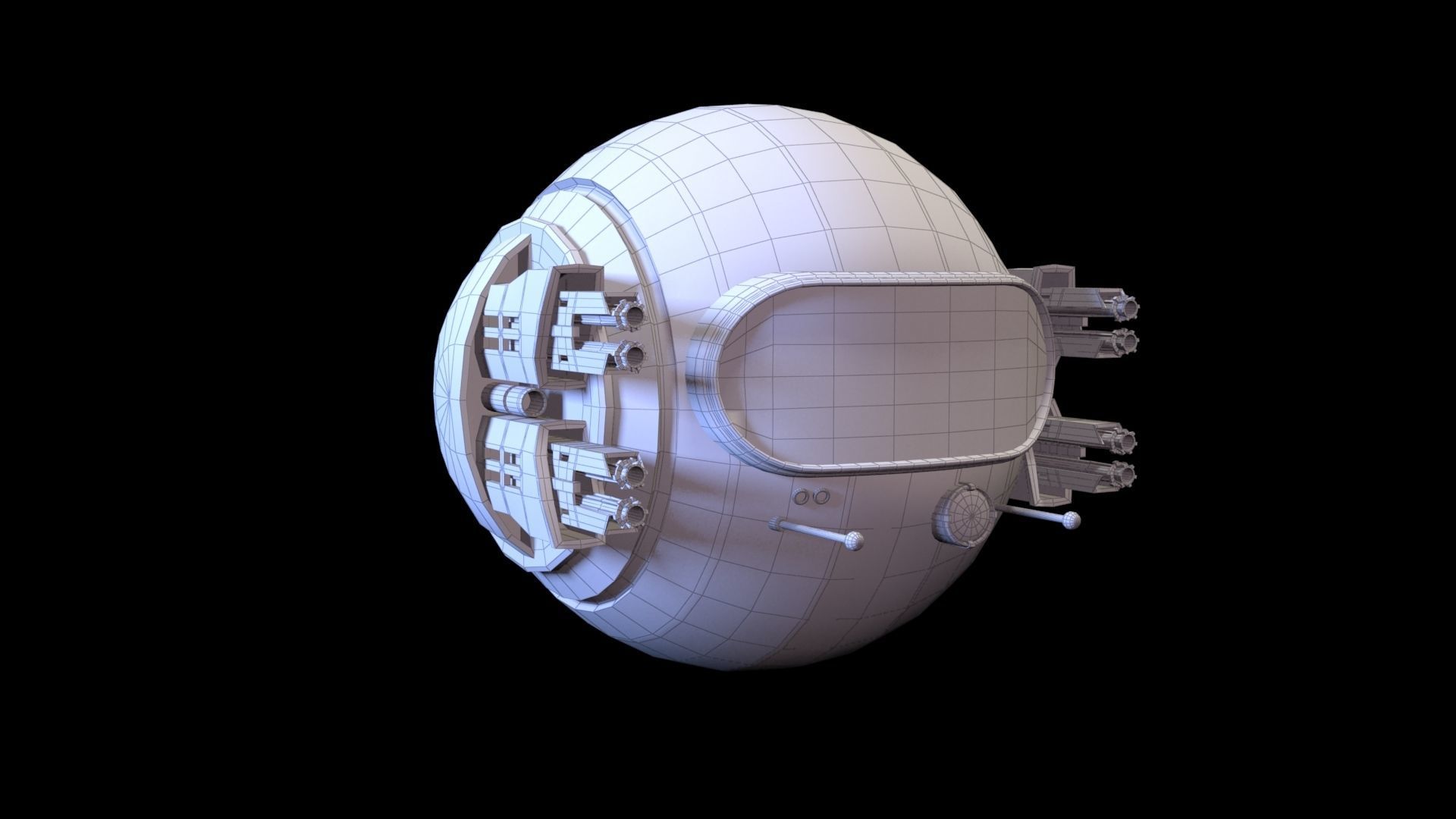 Flying drone Low-poly 3D model_8