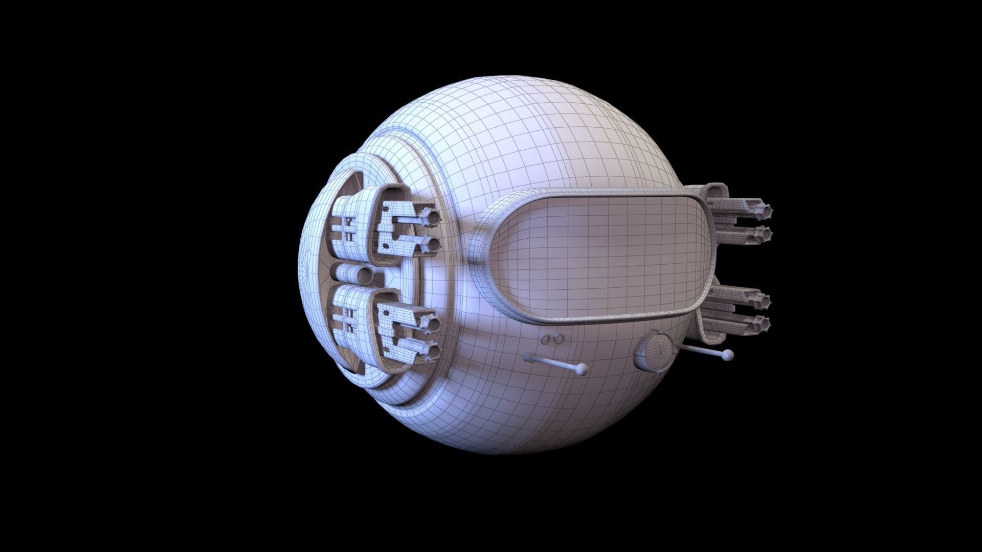 Flying drone Low-poly 3D model_9