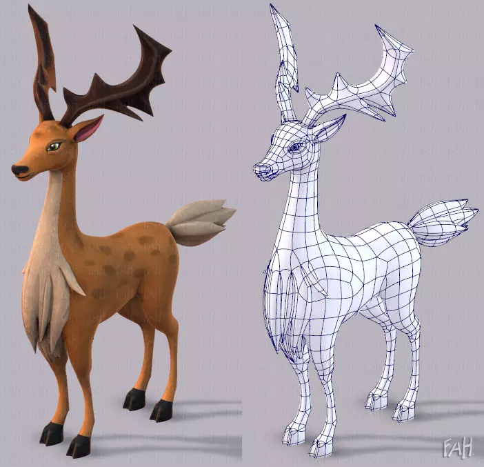 Deer V02 Low-poly 3D model_0