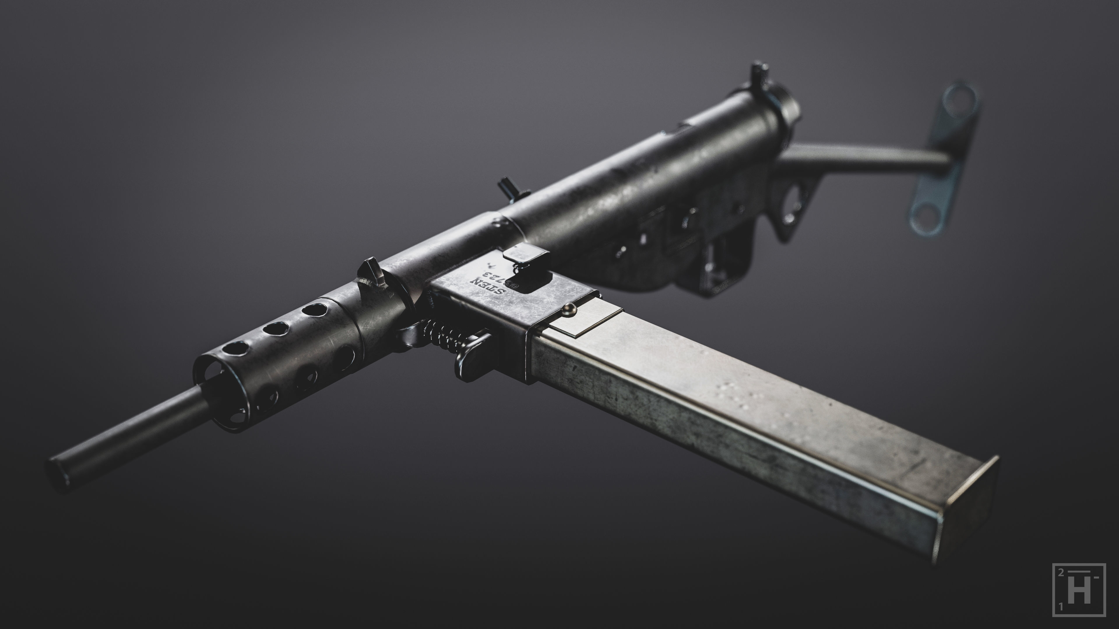 STEN Mk2 Low-poly 3D model_4