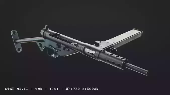 STEN Mk2 Low-poly 3D model