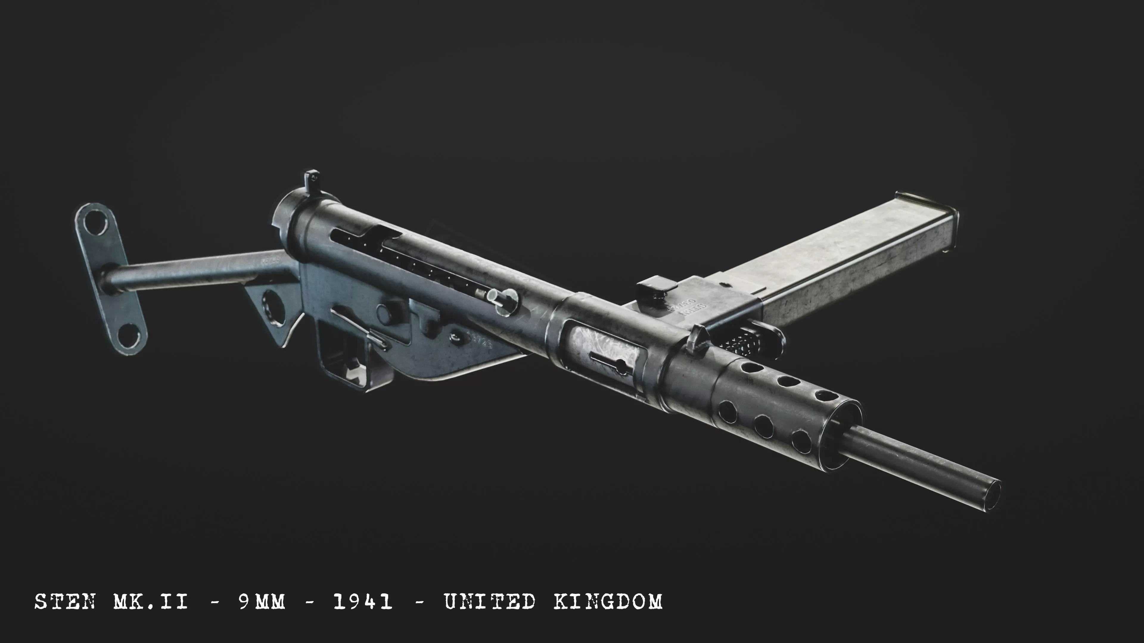 STEN Mk2 Low-poly 3D model_0