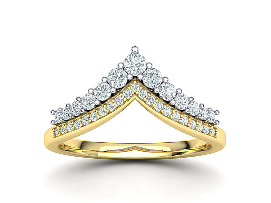 Crown Tiara ring Two in One  Chevron ring 3d model 3D print model_2