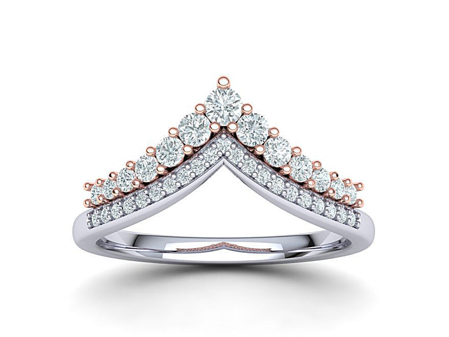 Crown Tiara ring Two in One  Chevron ring 3d model 3D print model_1
