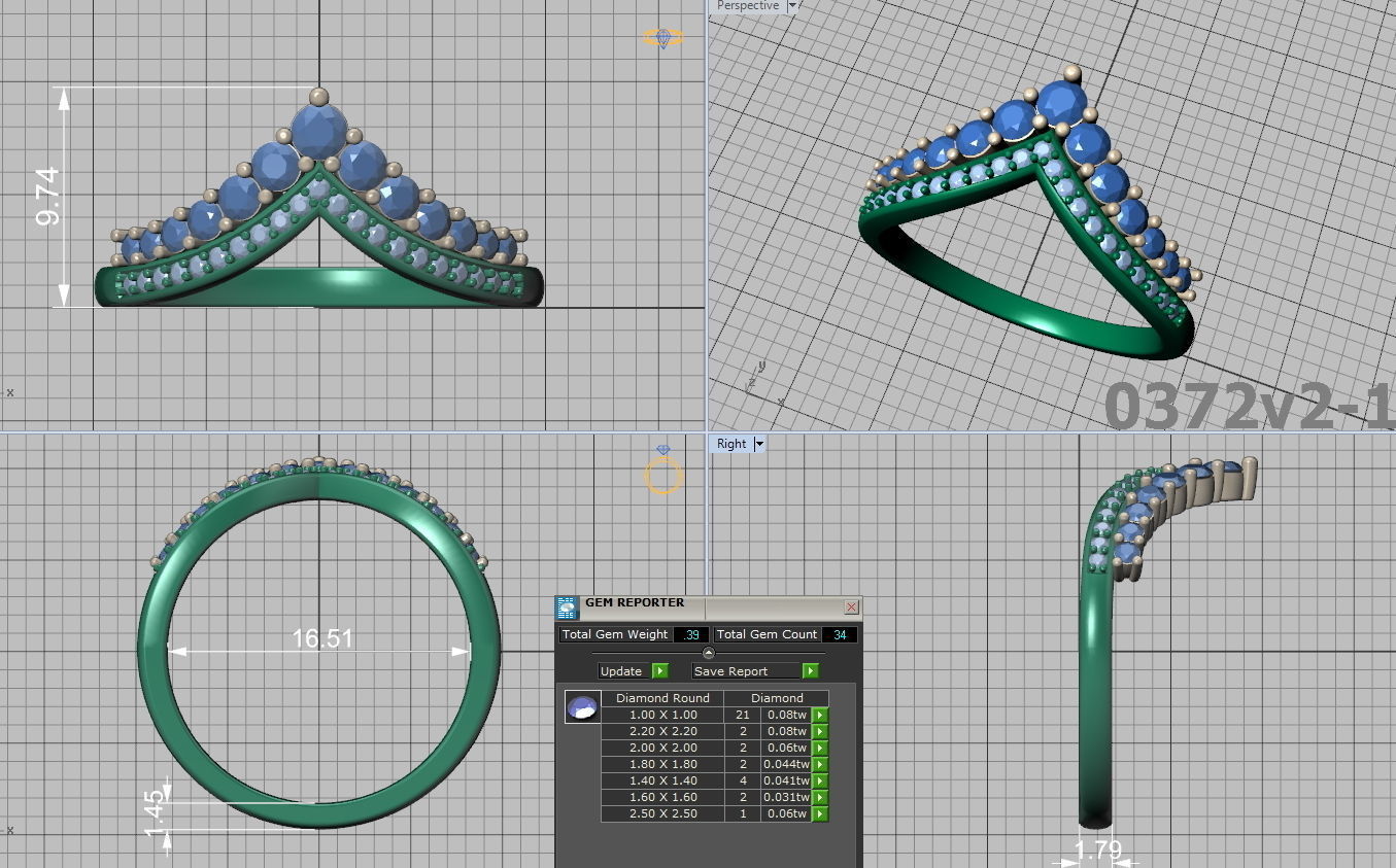 Crown Tiara ring Two in One  Chevron ring 3d model 3D print model_8