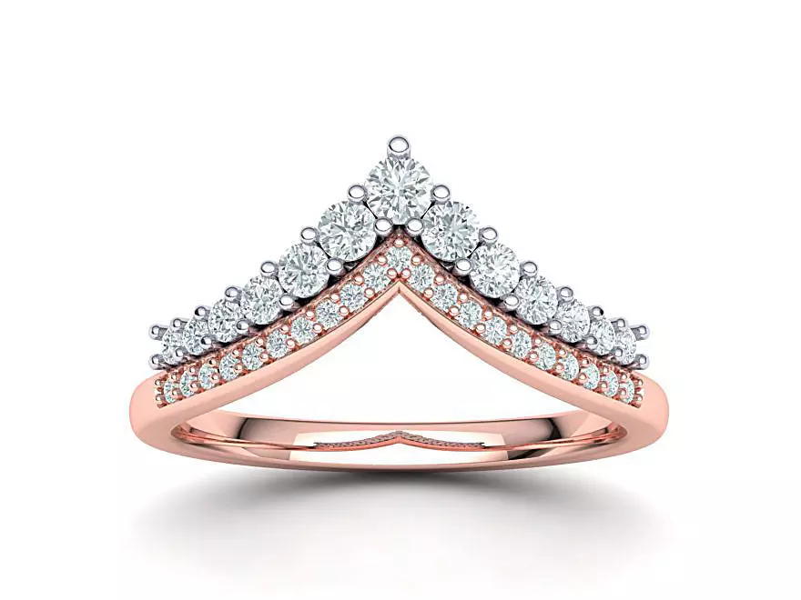 Crown Tiara ring Two in One  Chevron ring 3d model 3D print model_0