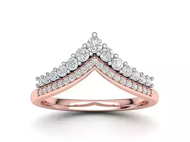 Crown Tiara ring Two in One  Chevron ring 3d model 3D print model