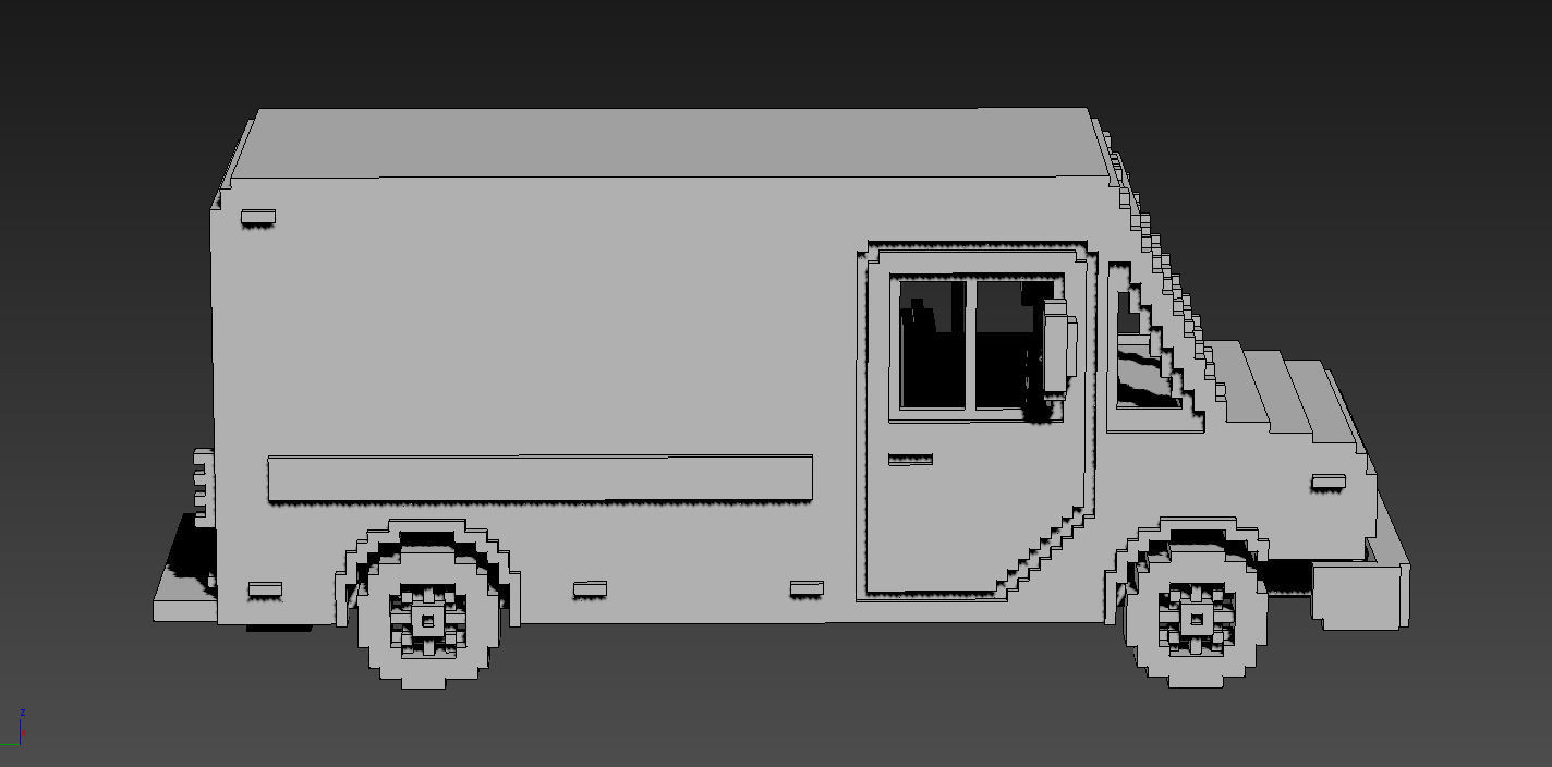 Voxel Mail Van Low-poly 3D model_17