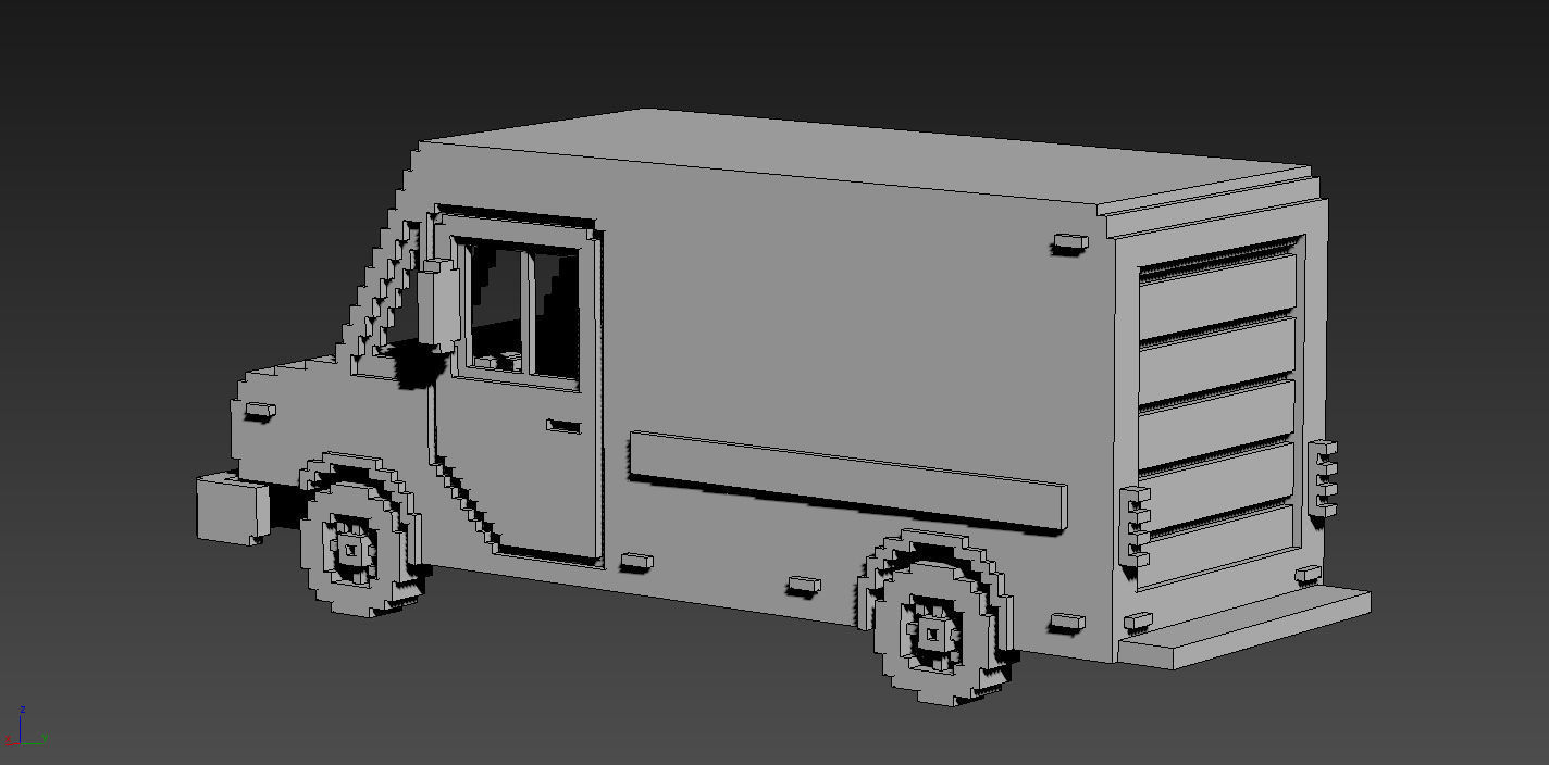 Voxel Mail Van Low-poly 3D model_15