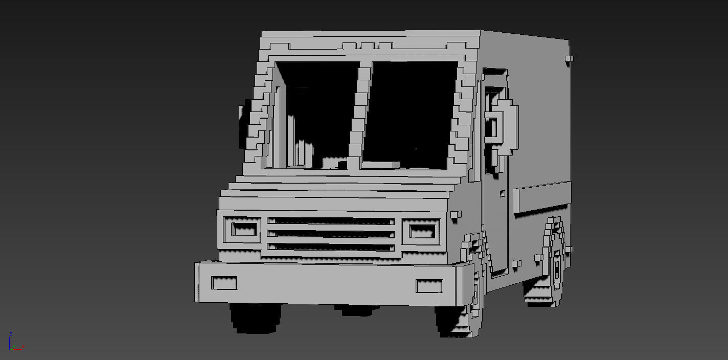 Voxel Mail Van Low-poly 3D model_18