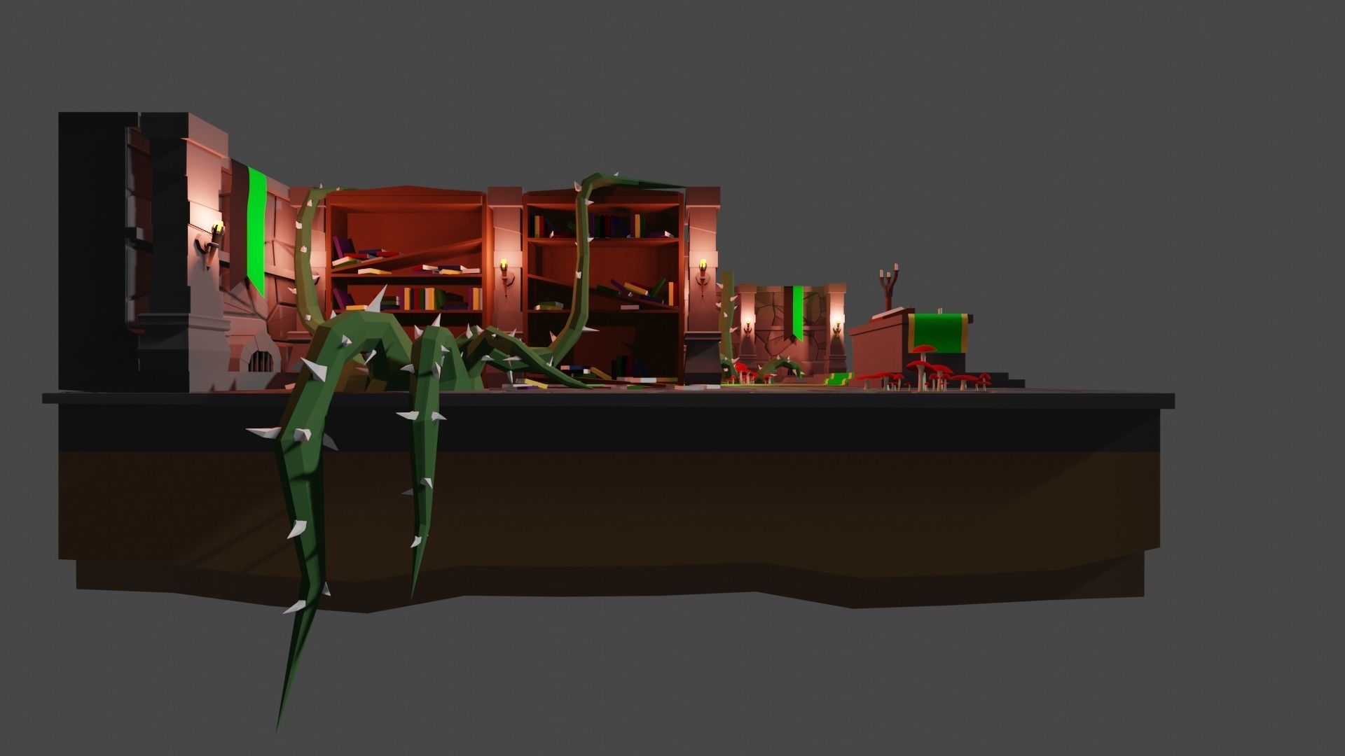 Low Poly Dungeon - Green Version Low-poly 3D model_4