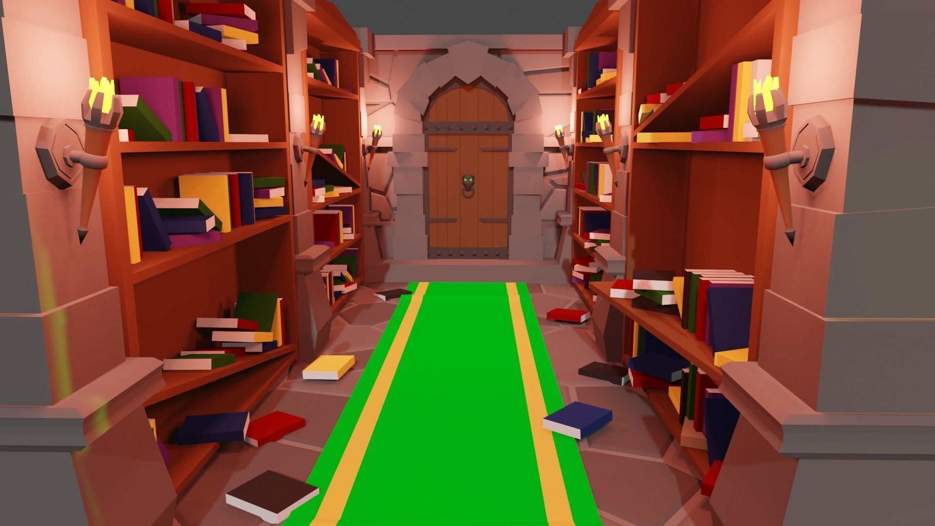 Low Poly Dungeon - Green Version Low-poly 3D model_2