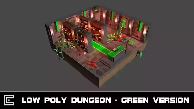 Low Poly Dungeon - Green Version Low-poly 3D model