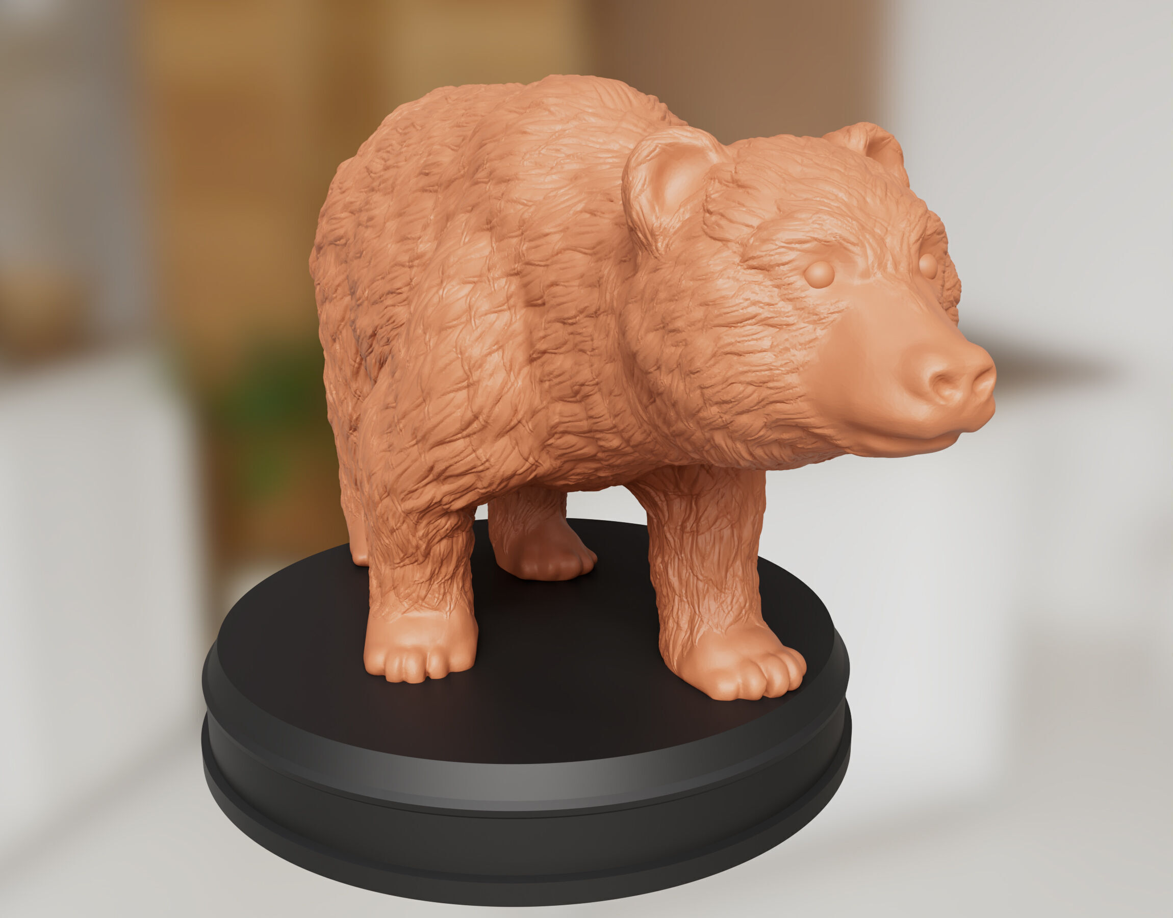 Realistic Furry Bear 3D print model_1