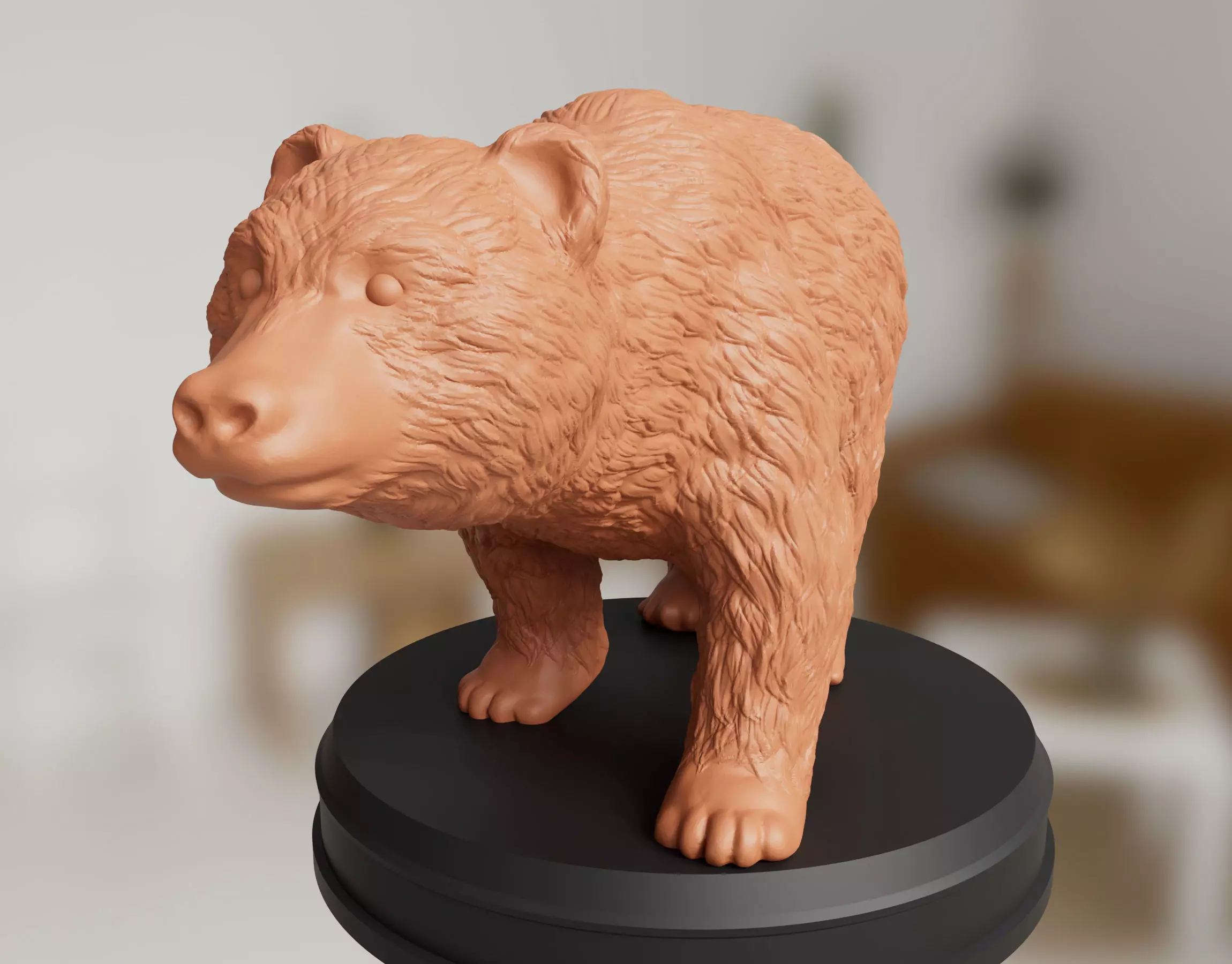 Realistic Furry Bear 3D print model_0
