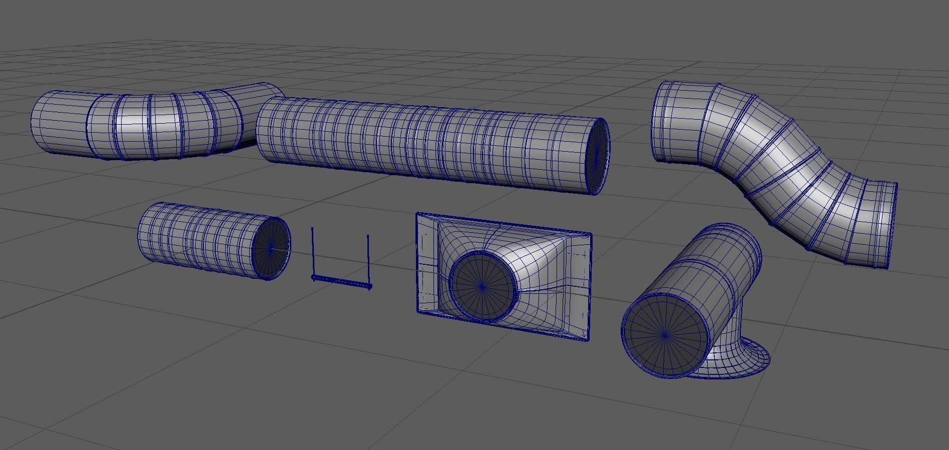 PipeA high-poly model pipes and ducts 3D model_1