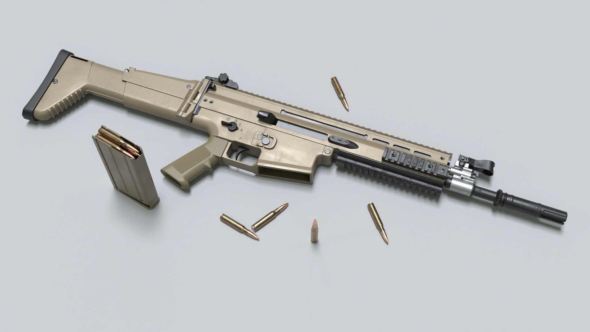 SCAR-H Assault Rifle 3D model_9
