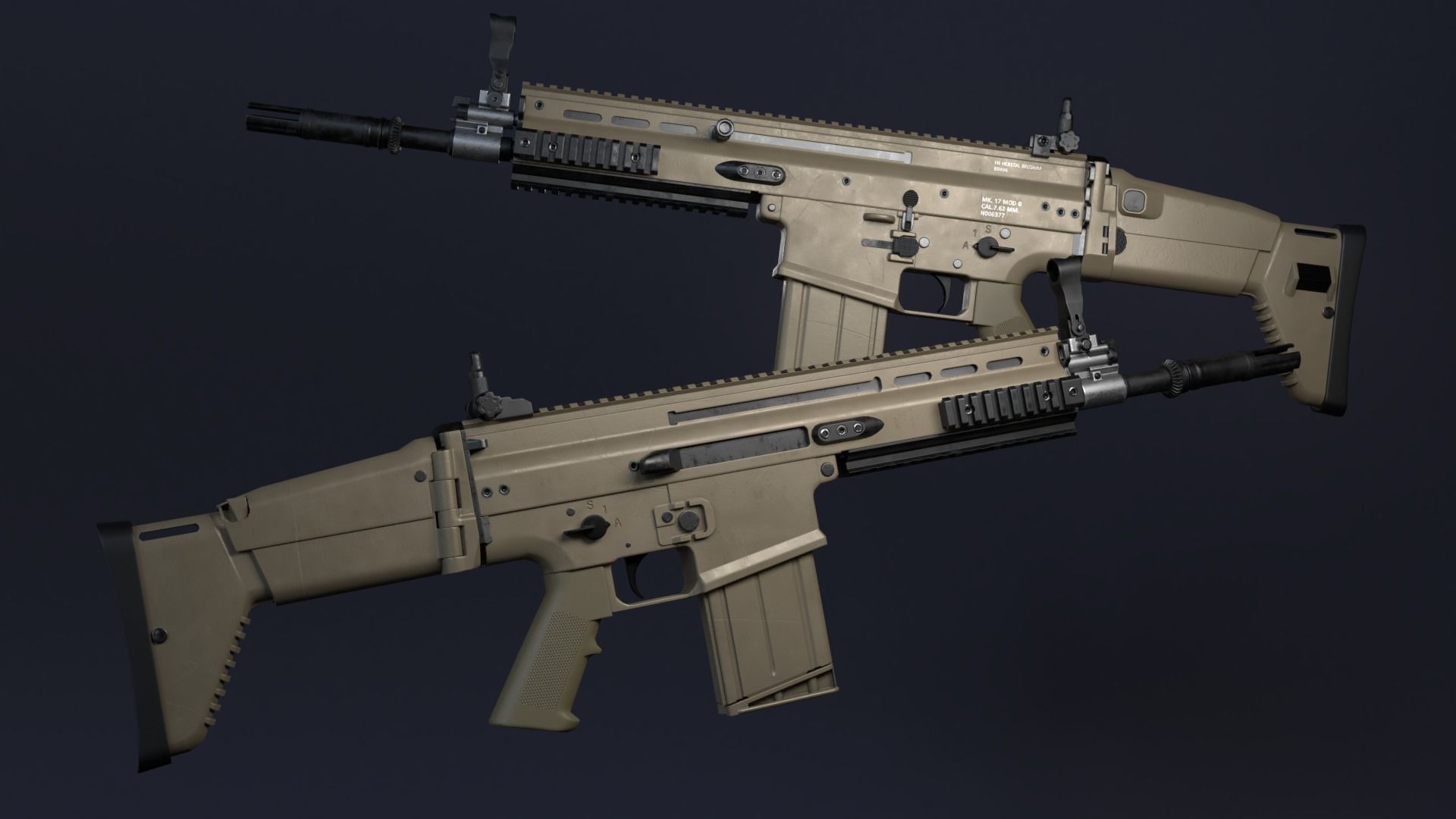 SCAR-H Assault Rifle 3D model_8
