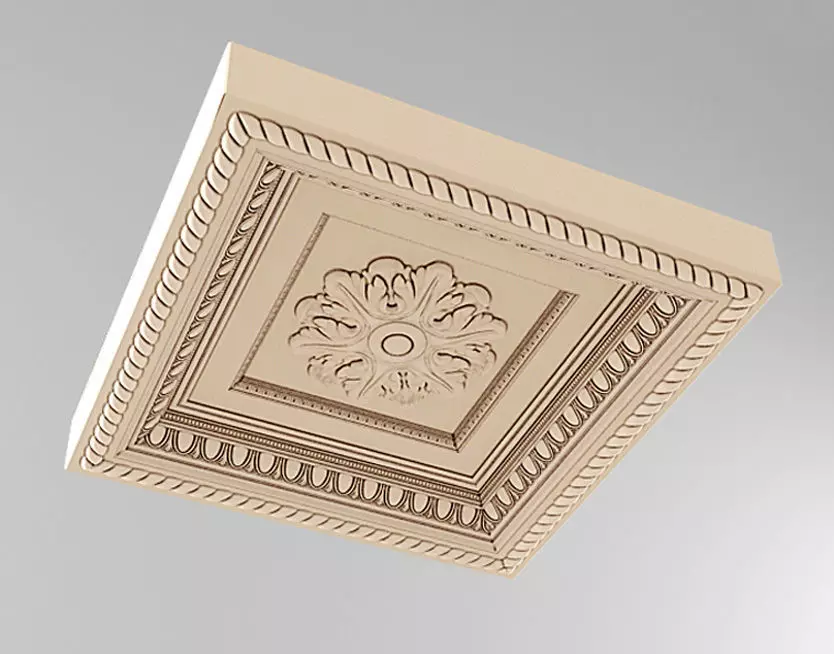 Decorative Coffers Ceiling Tile Rosette Low-poly 3D model_0