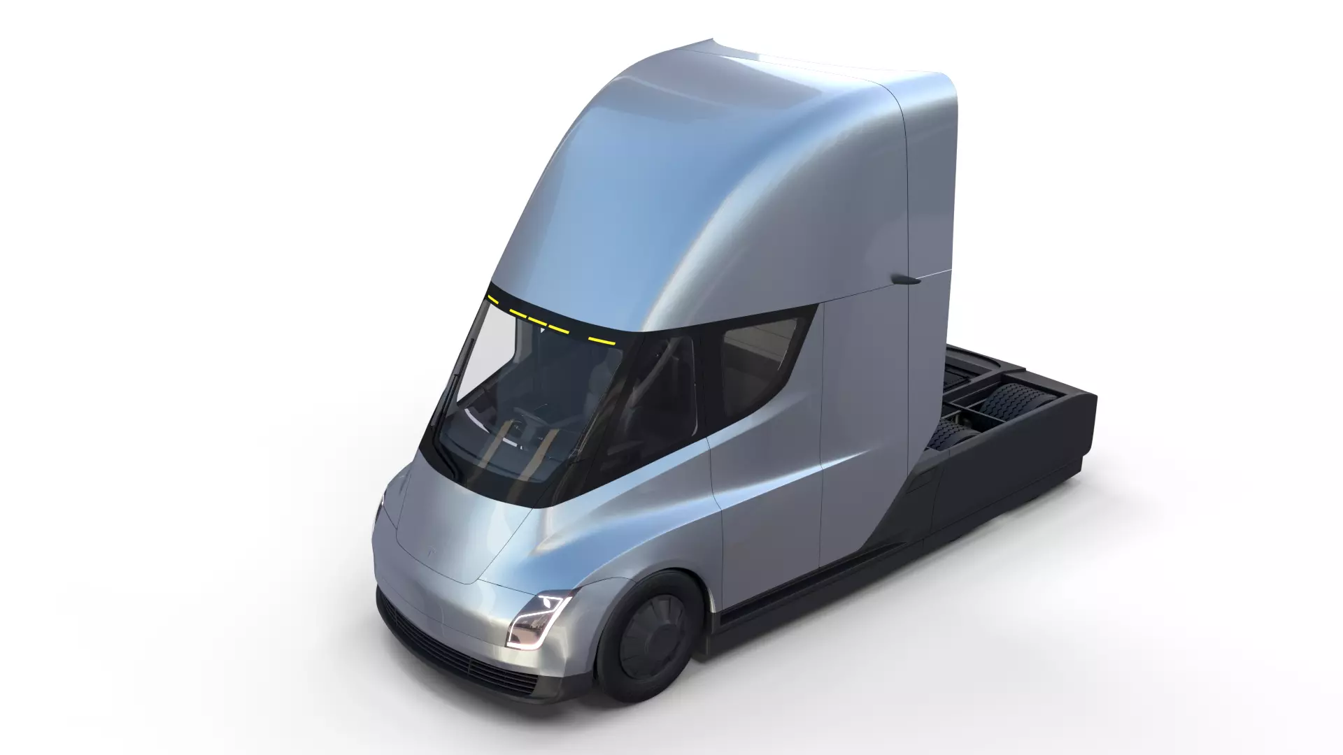Tesla Truck with Interior Silver 3D model