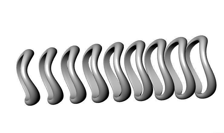 Wedding rings wave  3D print model_4