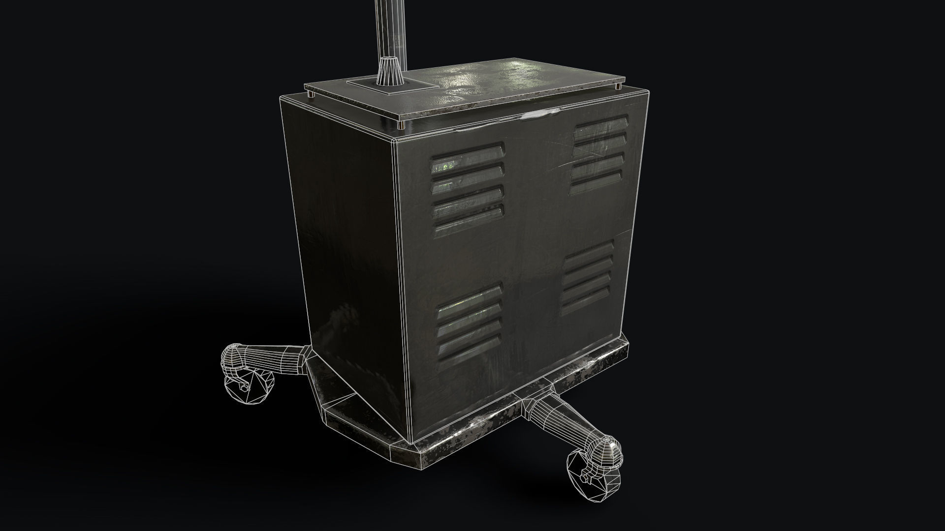 Retro Medical Floor Lamp Low-poly 3D model_7