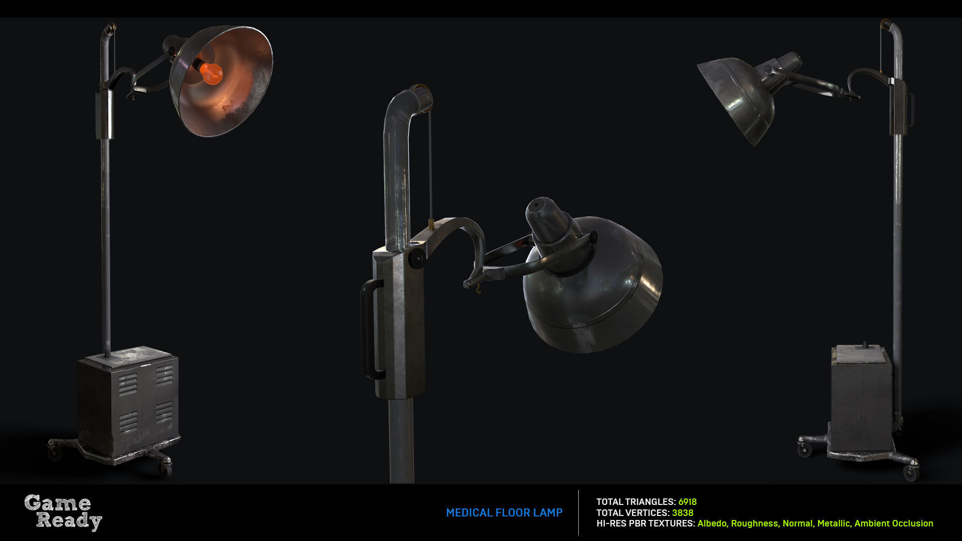 Retro Medical Floor Lamp Low-poly 3D model_1