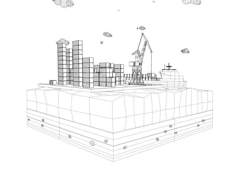 Cartoon Low Poly Sea Port  Low-poly 3D model_11