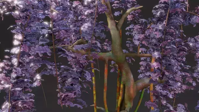 fantasy tree hand-painted Low-poly 3D model