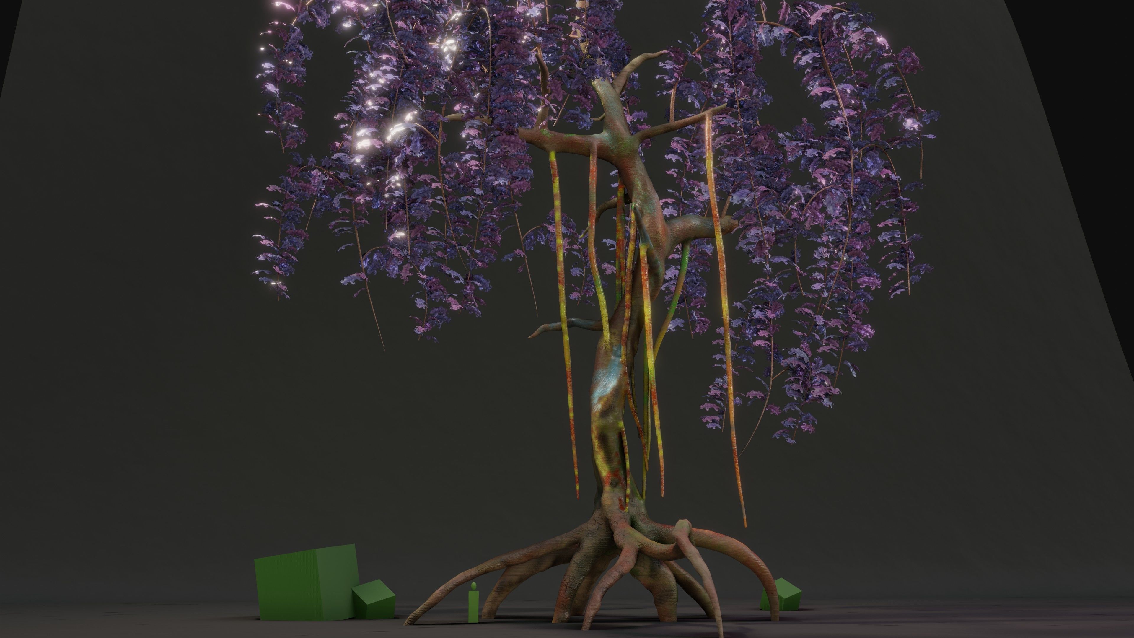 fantasy tree hand-painted Low-poly 3D model_2