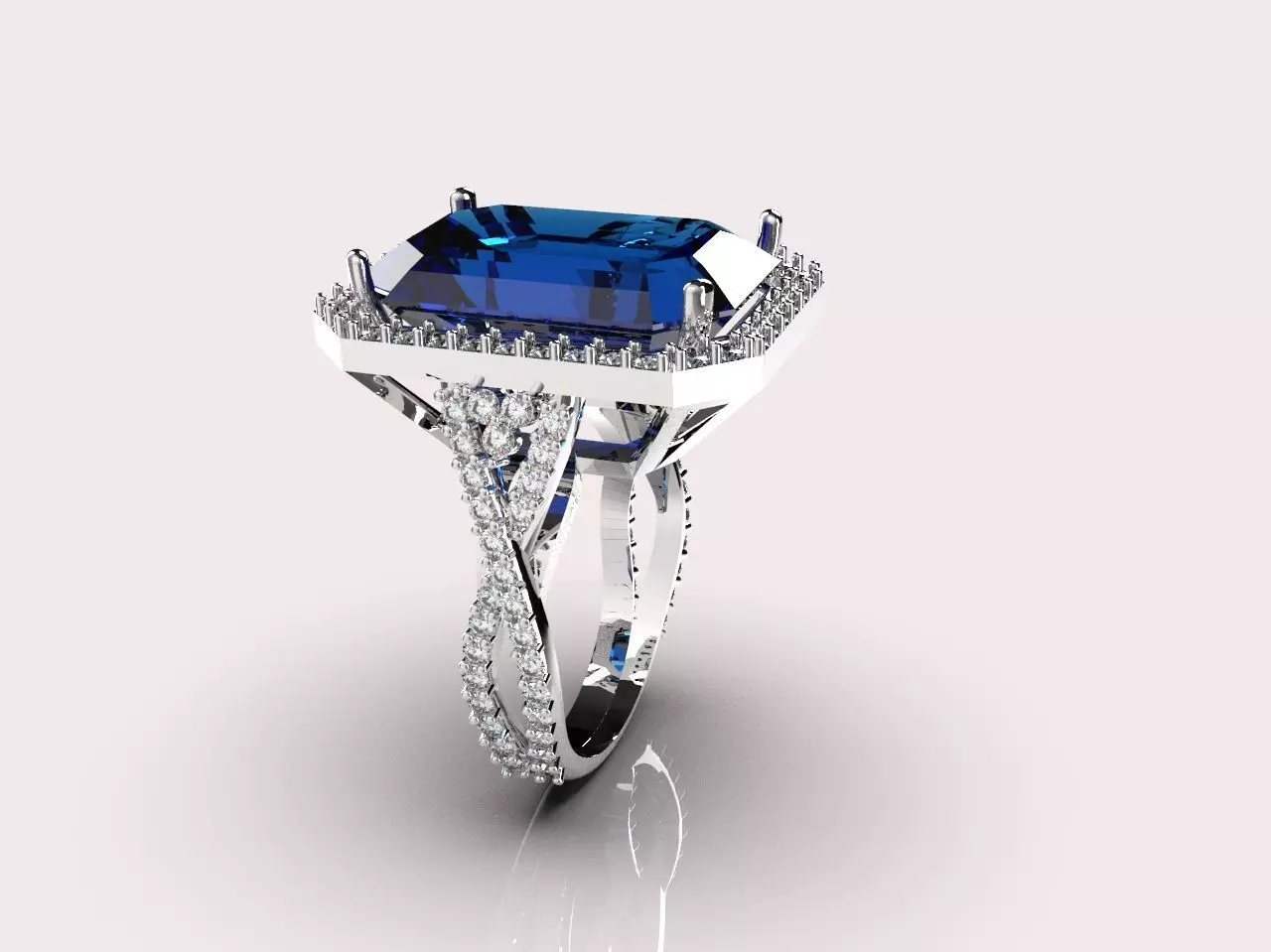 ANILLO CRUZADO PIEDRA SAFIRO 3D print model