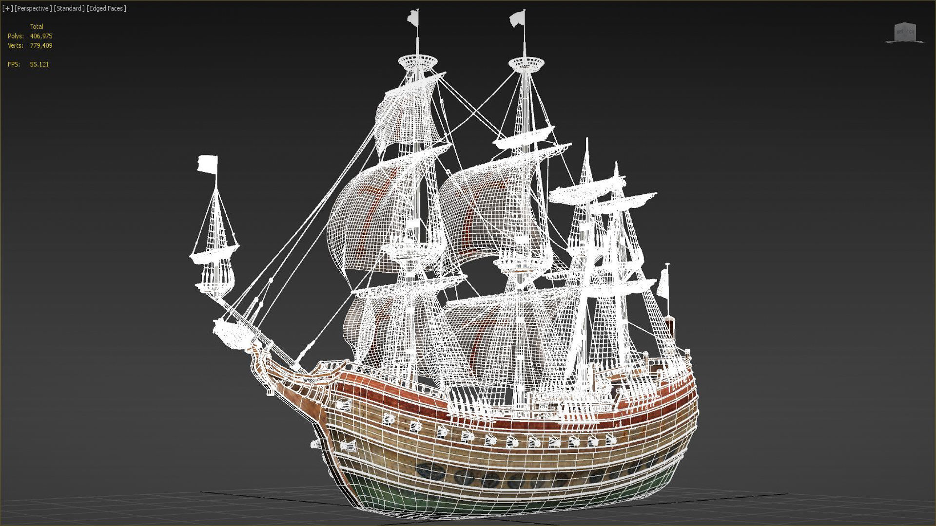 Sail Warship 3D model_16