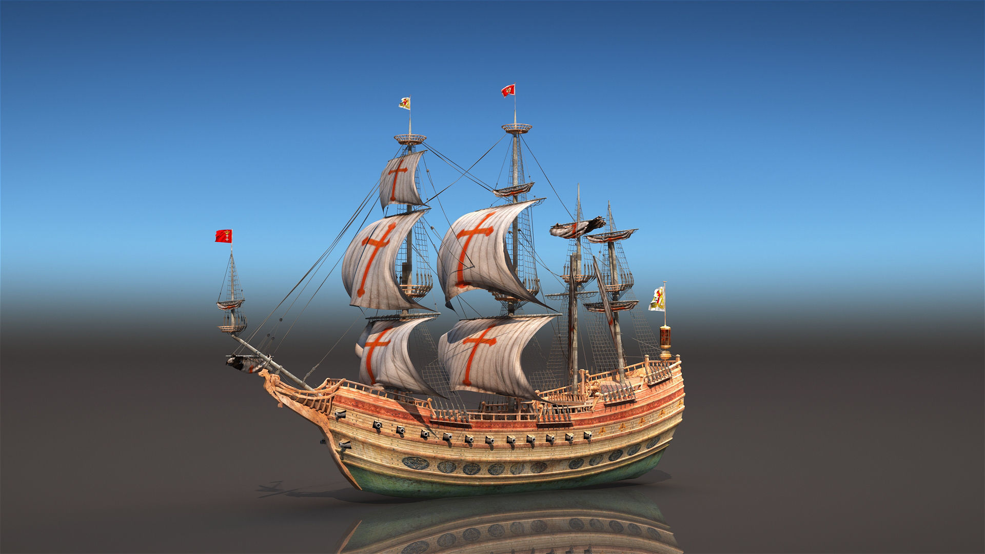 Sail Warship 3D model_7