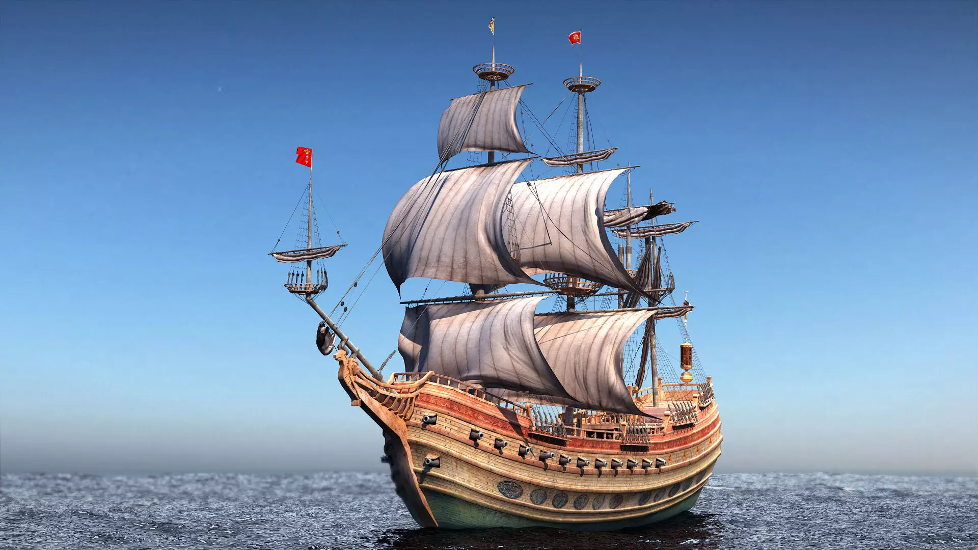 Sail Warship 3D model_0