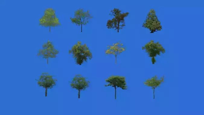 Low poly tree different trees Texture
