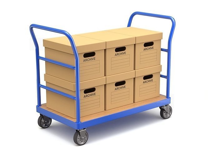 Warehouse Trolley with Storage Boxes 3D model