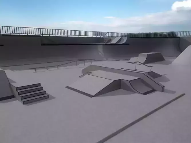 Lowpoly Modular Skatepark Low-poly 3D model