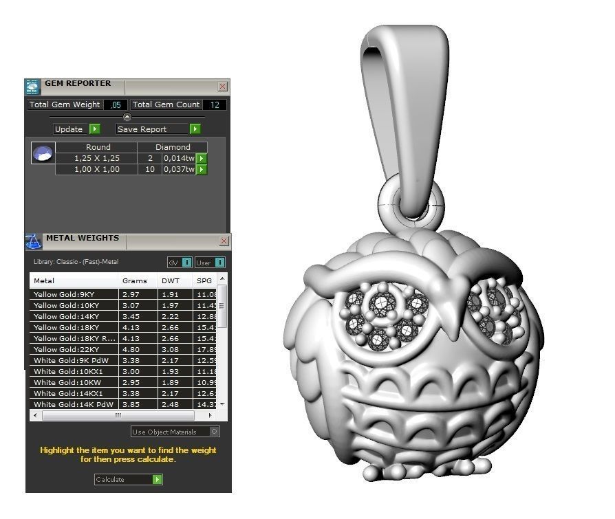 pendant owl 3D print model_9