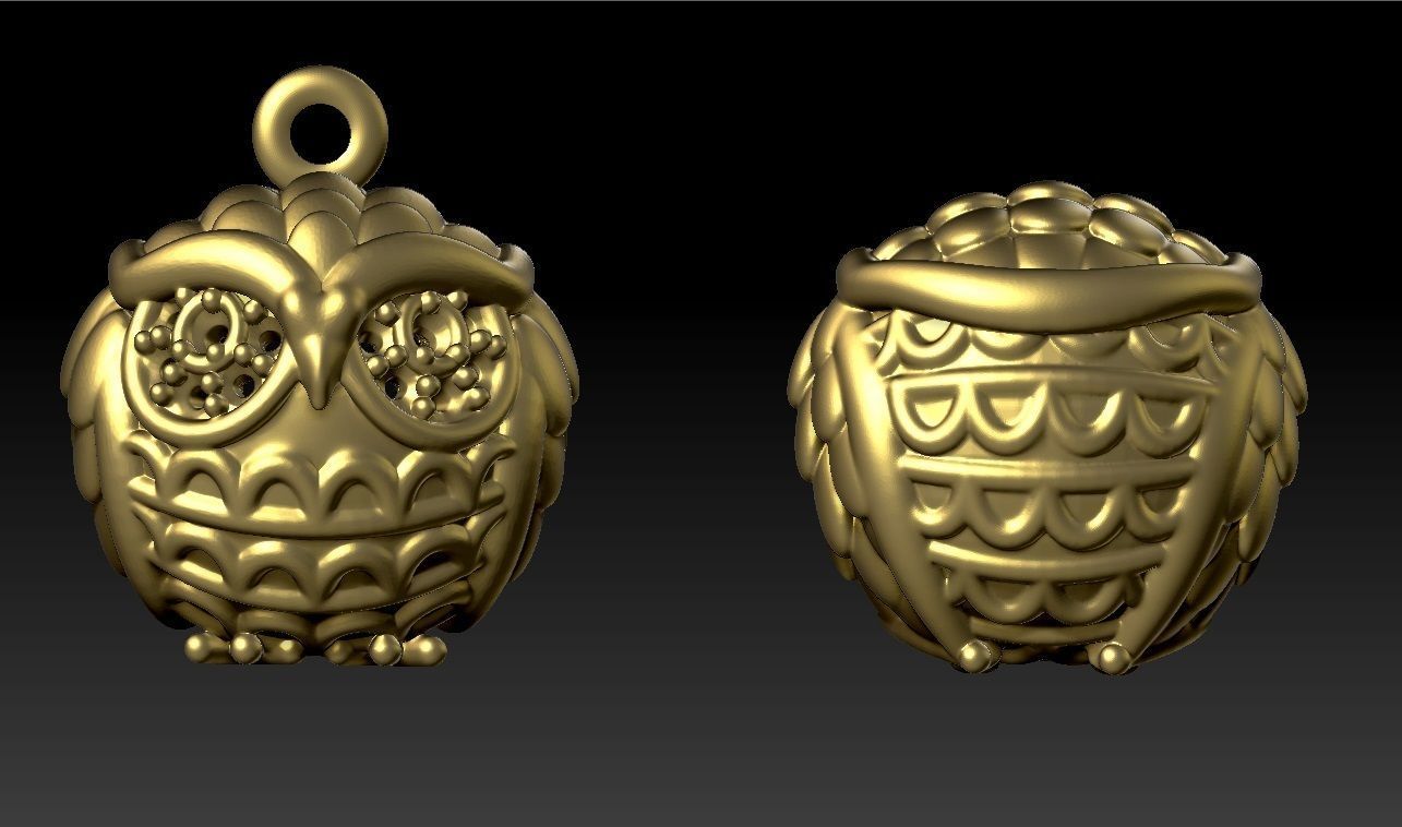 pendant owl 3D print model_2