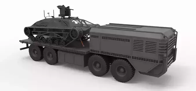 Military truck with tracked vehicle