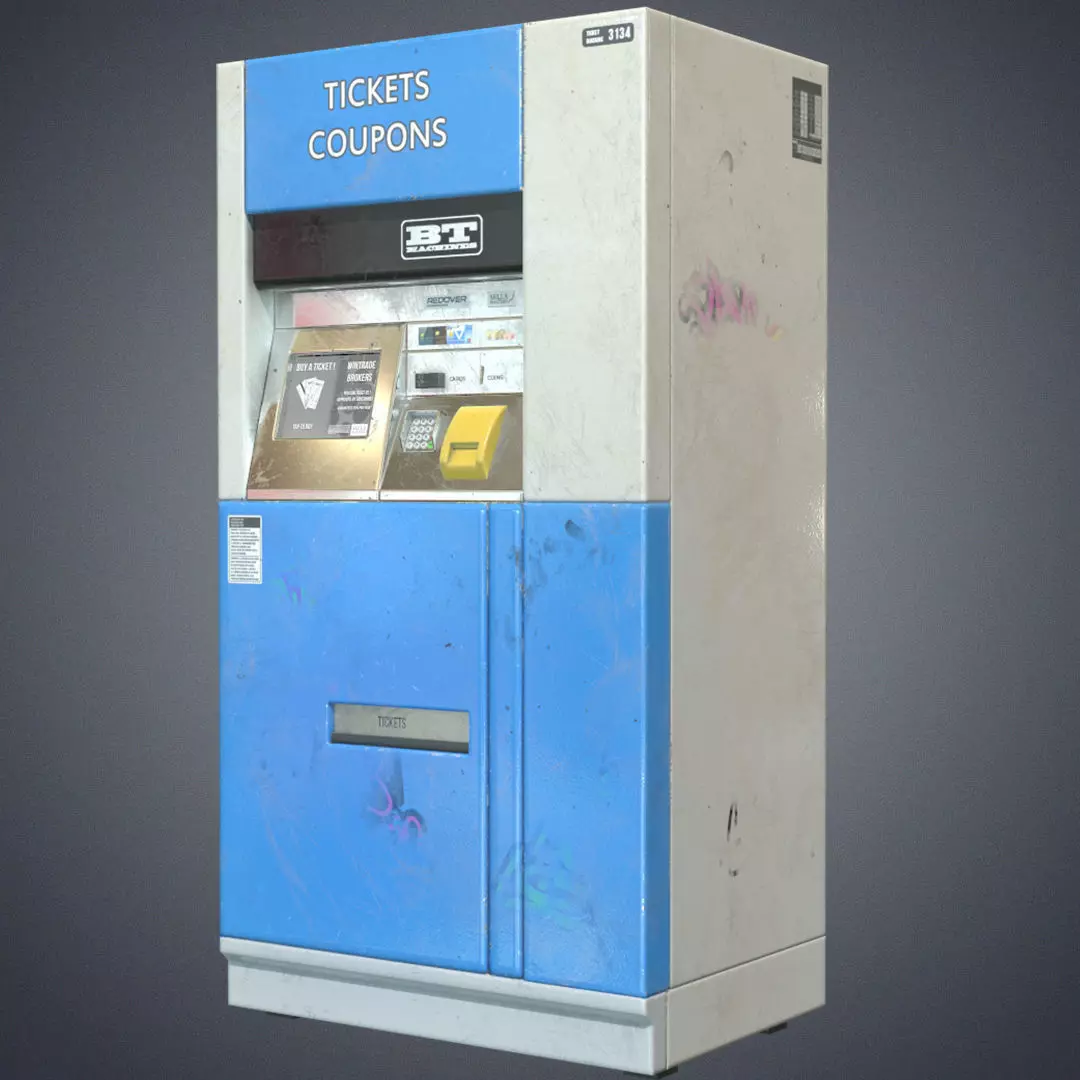 Metro ticket machine Low-poly 3D model
