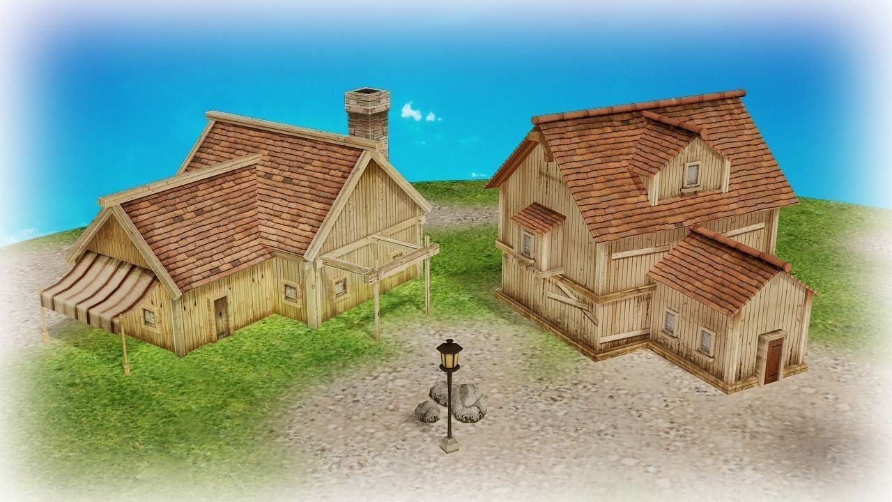 Medieval village part 1 Free low-poly 3D model_2